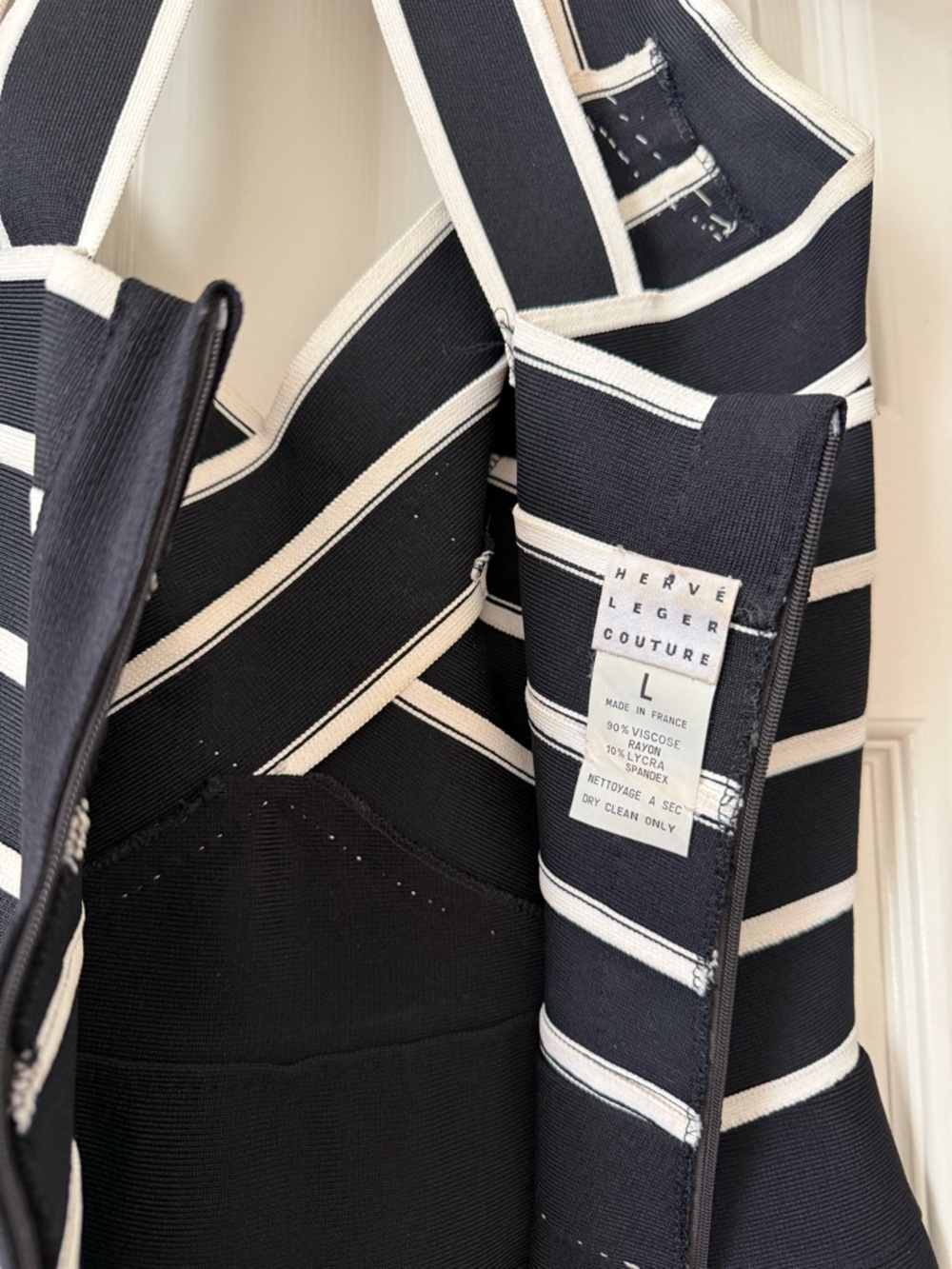 VINTAGE Herve Leger COUTURE! black and white bodycon dress from the 1990s. XS. - Picture 7 of 9